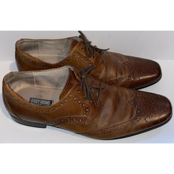 Stacy Adams 24738-221 Brown Leather Wing Tip 12 - Picture 1 of 5